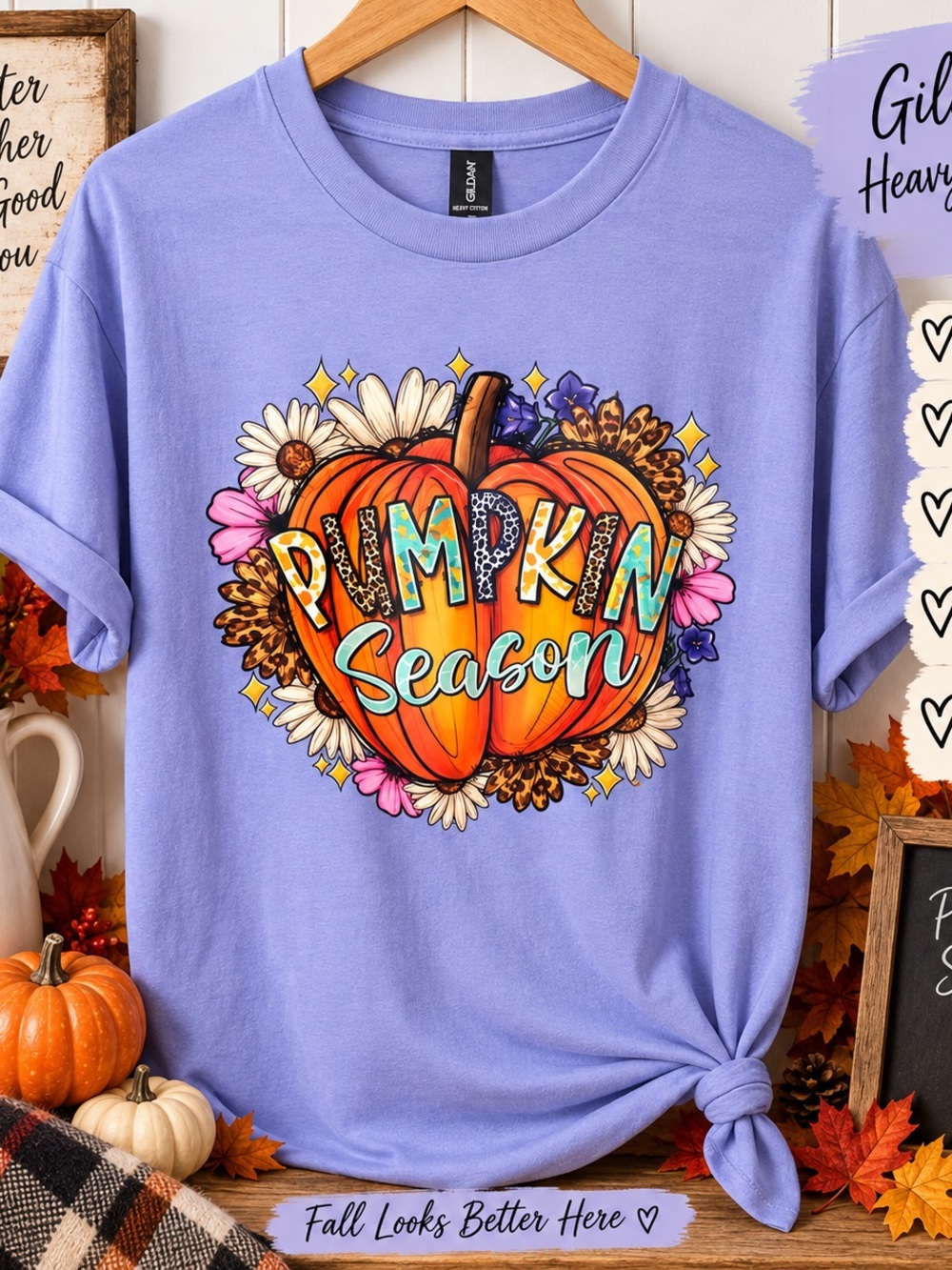 Gildan Lavender Pumpkin Season Graphic Tee